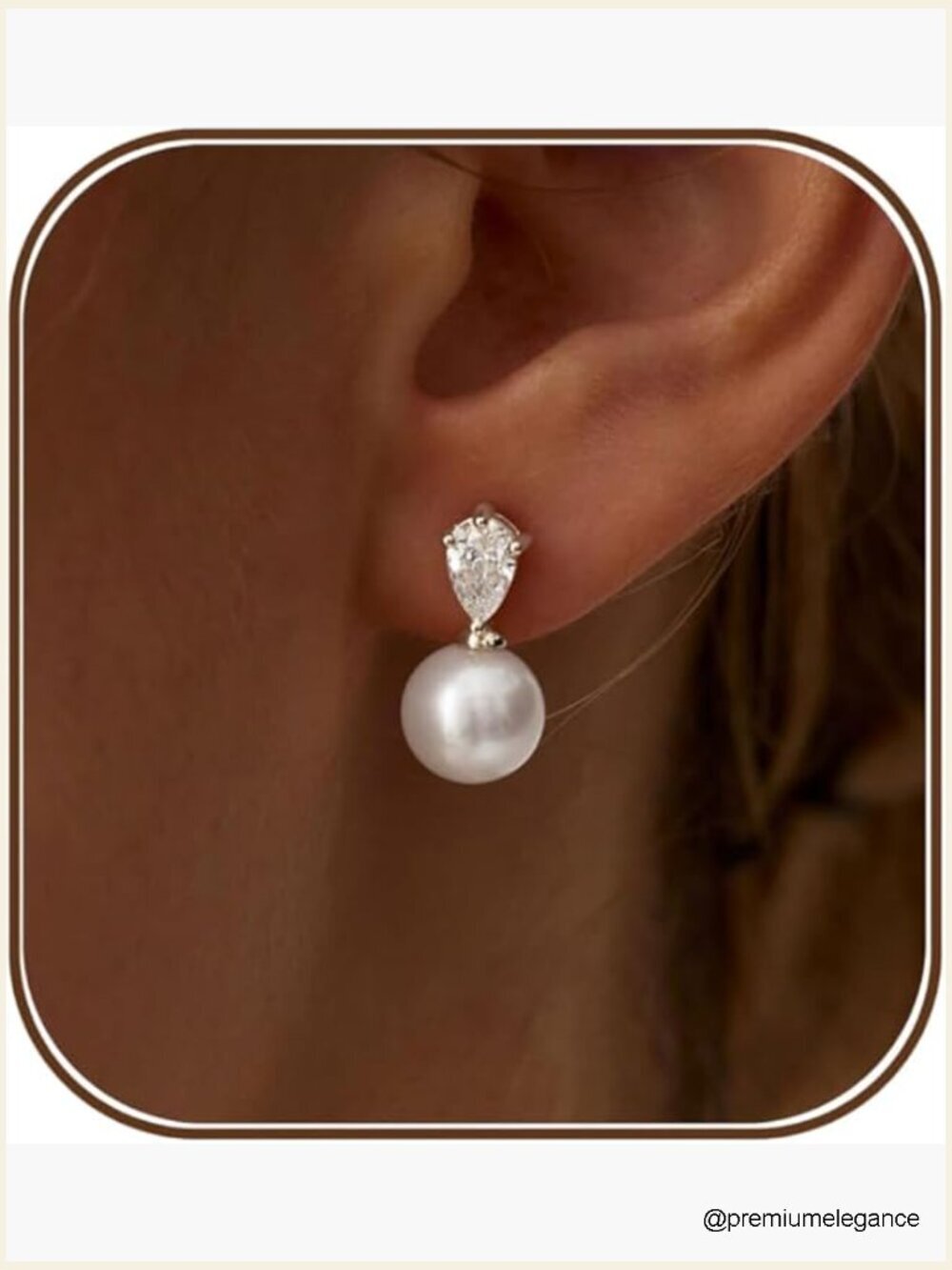 14k Gold Plated Pearl Drop Earrings, Hypoallergenic CZ, Dainty Wedding Bridal